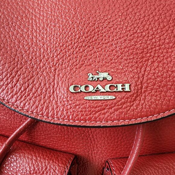 COACH Billie Rucksack Backpack bag purse Red Pebbled Leather with COA Vtg F29008 main image 12